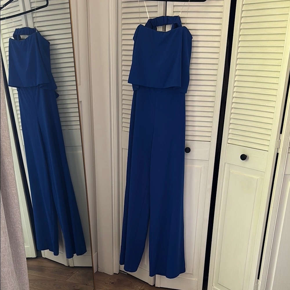 Chic Strapless Blue Jumpsuit